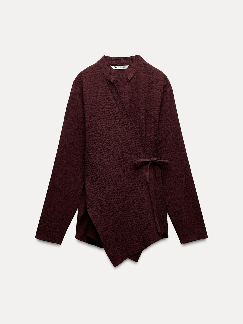Zara Cotton Wrap Blouse in Burgundy